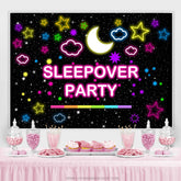 Lofaris Pink Starry Moonnight Sleepover Party Birthday Backdrop
